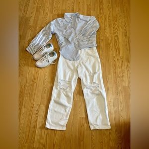 EUC Wild Fable destructed white denim